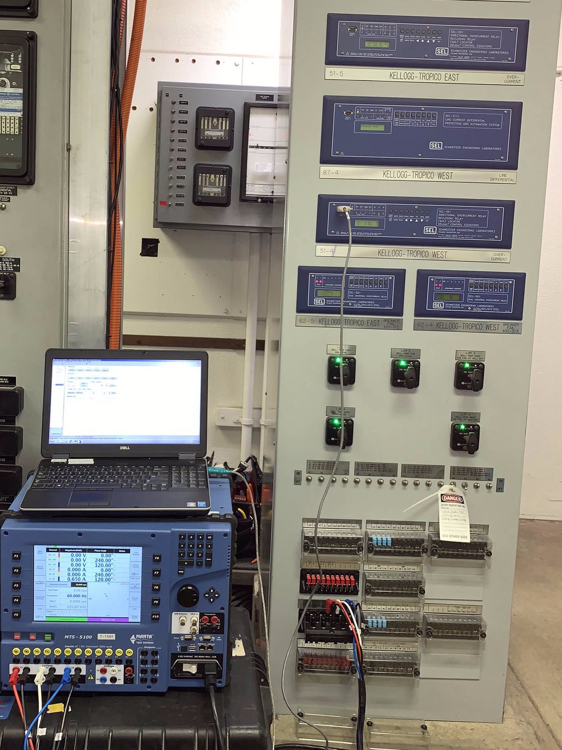 High-voltage DC hipot test set connected to medium-voltage breaker