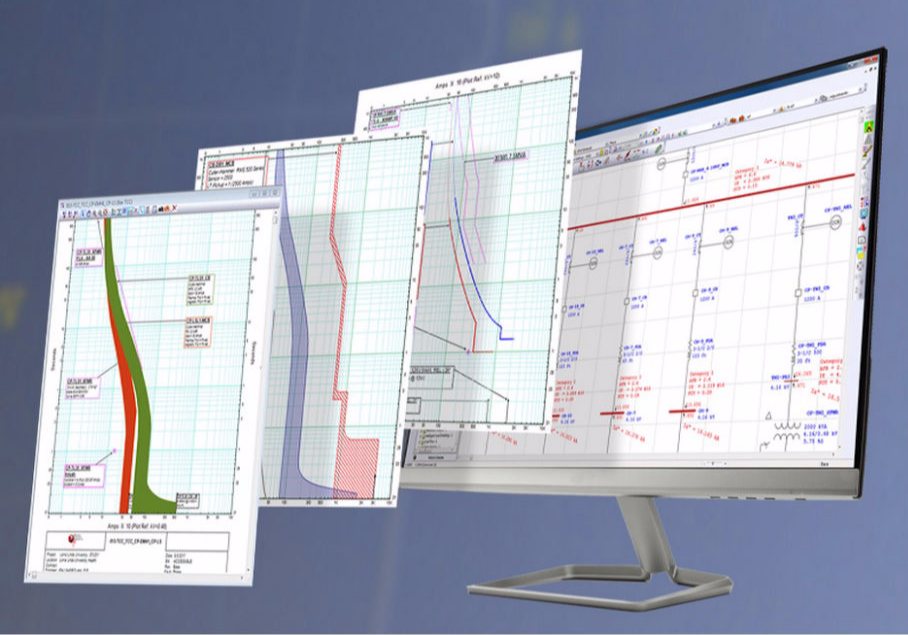Electrical one-line diagrams and construction drawings on-screen during design