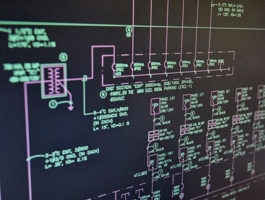Detailed electrical power distribution schematic